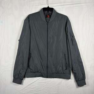 TR Fashion Men's Fashion Gray Full Zip Bomber Jacket Size US M